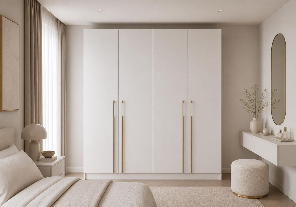 Kleiderschrank 4-türig – moderner Schrank viel Stauraum, Schlafzimmer Garderobenschrank - Schrank Glamy 4D - Weiß