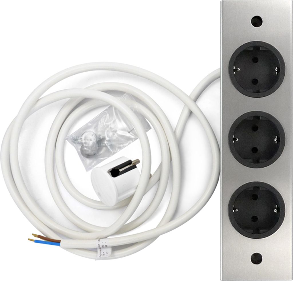 THEBO 3-fach Unterbausteckdose ST 3002 in EDELSTAHL / THEBO Produktbild 
