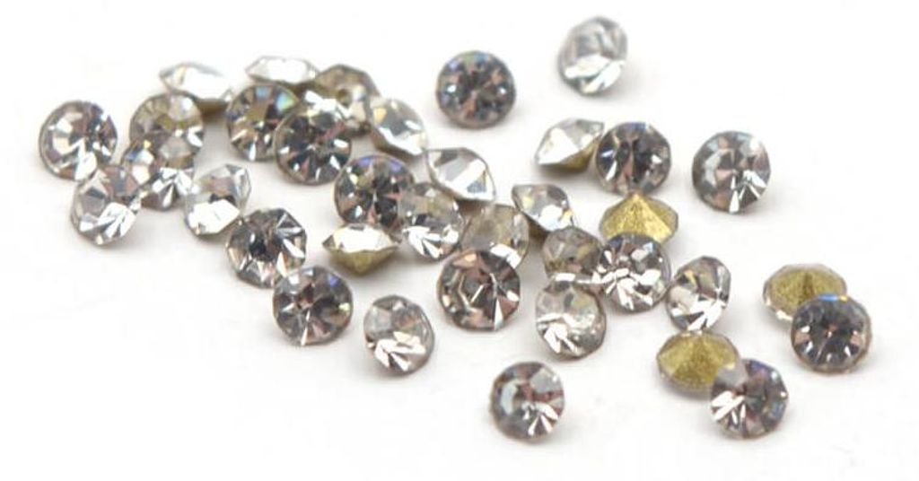 Vintageparts Strasssteine Glas weiß 1,3 mm rund 100 Stück Produktbild 