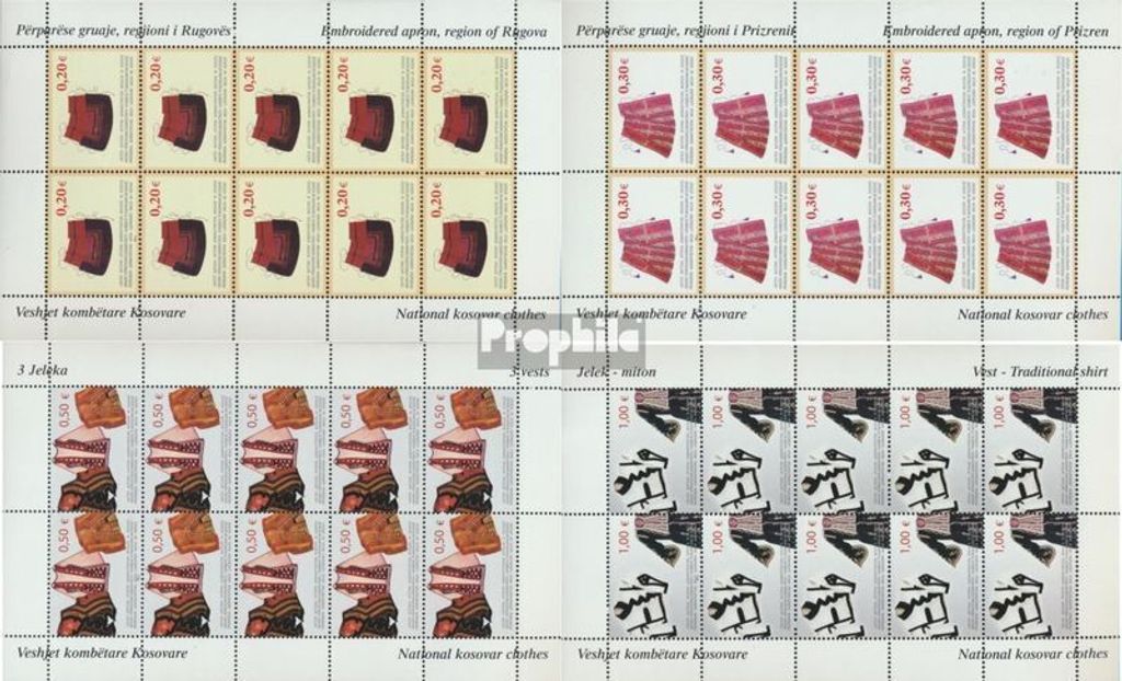 Briefmarken Kosovo 2004 Mi 22Klb-25Klb Kleinbogen (kompl.Ausg.) postfrisch Trachten