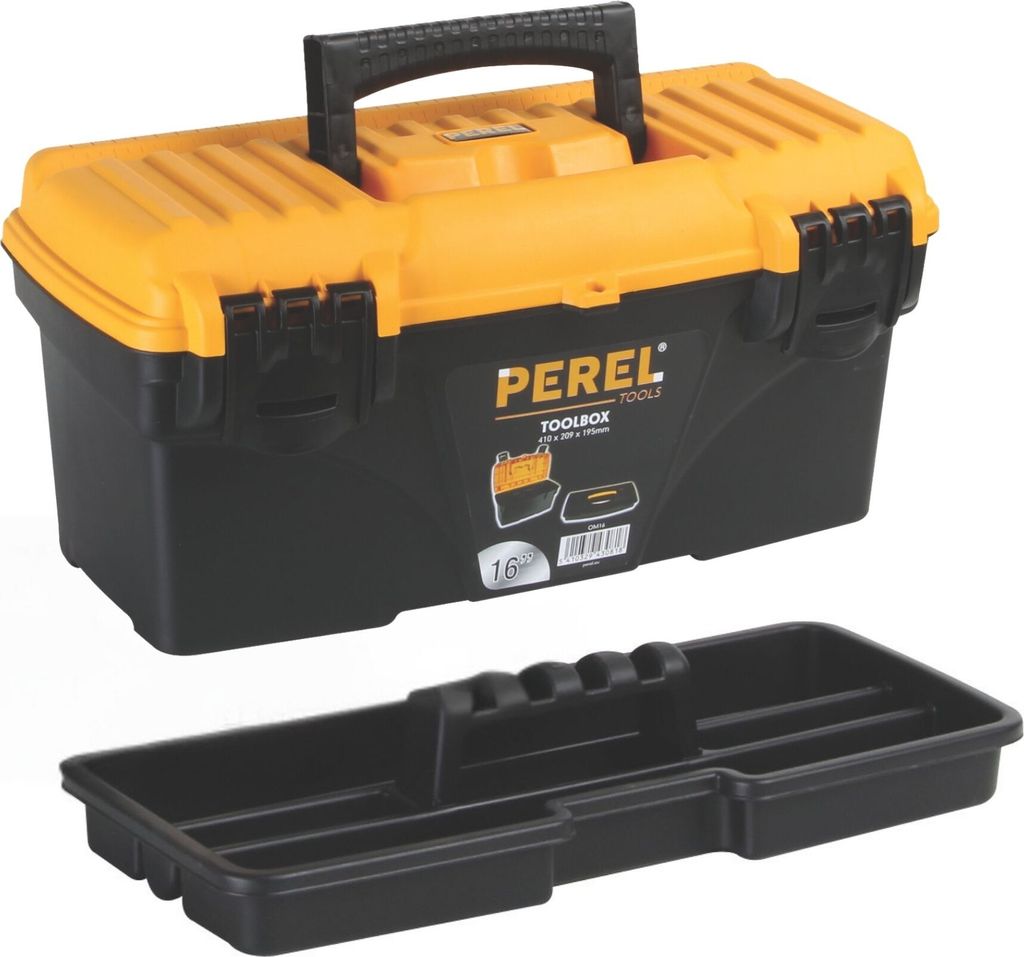 Perel Werkzeugkoffer Kunststoff, Werkzeugkasten leer, Werkzeugbox, Werkzeug Organizer Box, Tool Box,