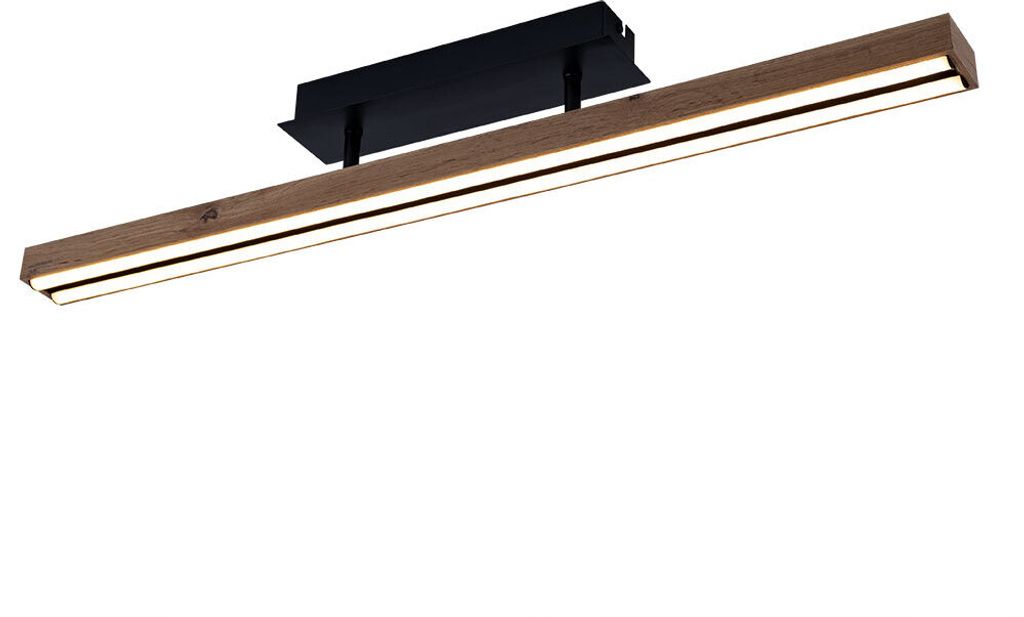LED Deckenleuchte, dimmbar, Holzoptik, braun schwarz, L 81,5 cm
