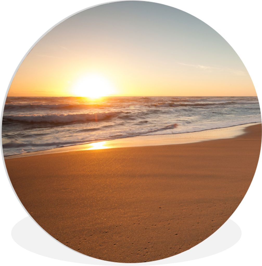 MuchoWow Rundes Wandbild - Runde Bilder Strand - Wellen - Sonne Ø 60 cm Kreis Wanddekoration Kunststoff - Wandkreis - Wandschmuck - Wand Kreis -...