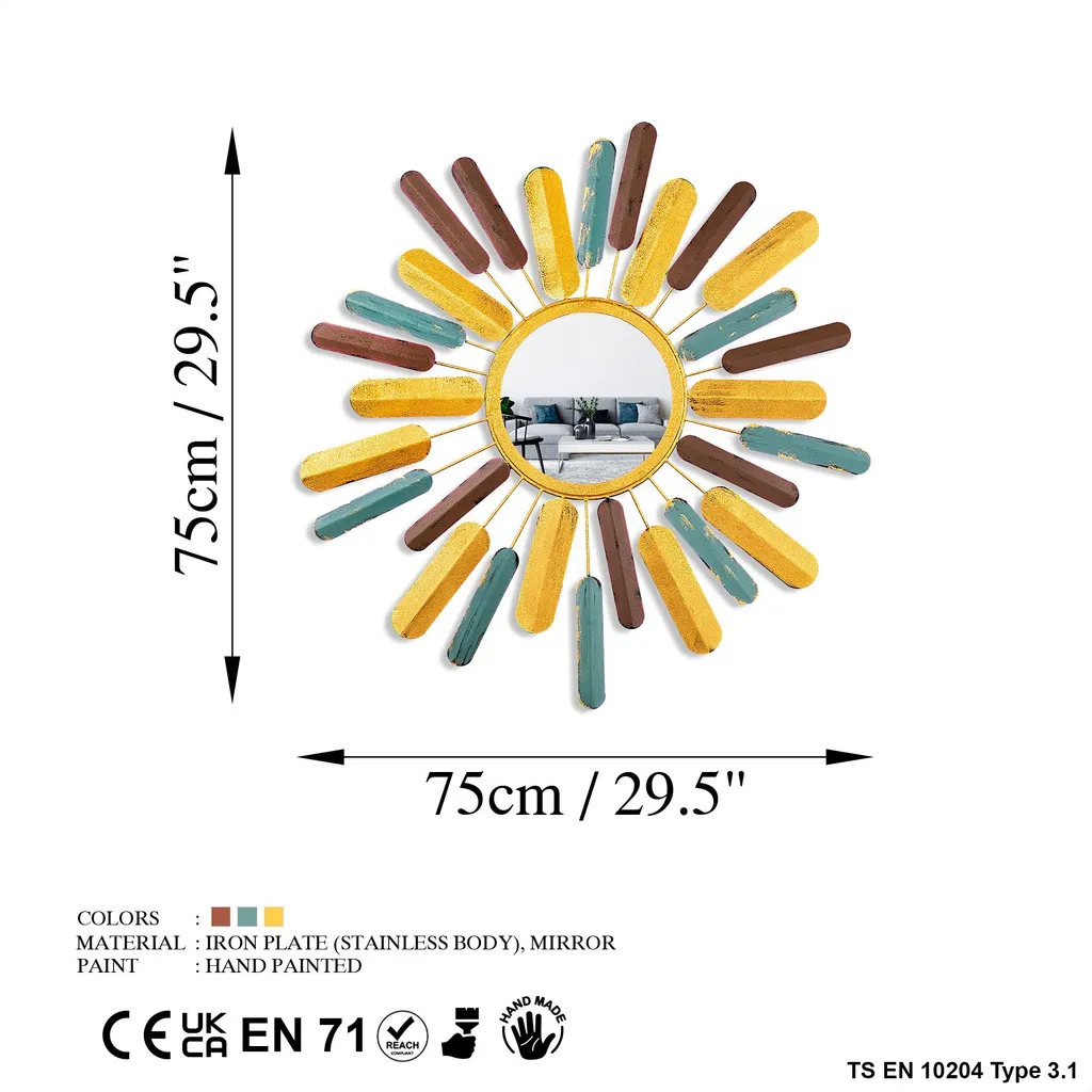 Miroir Design Multicolore 100% Métal Style Abstrait 75 cm Wallity - 7