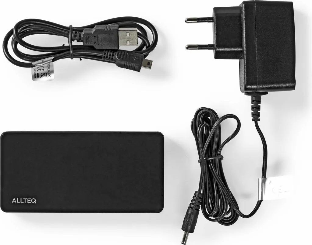 Hub USB Allteq ALTQ-HUB-100 Noir, 4 Ports High Speed en Plastique Robuste