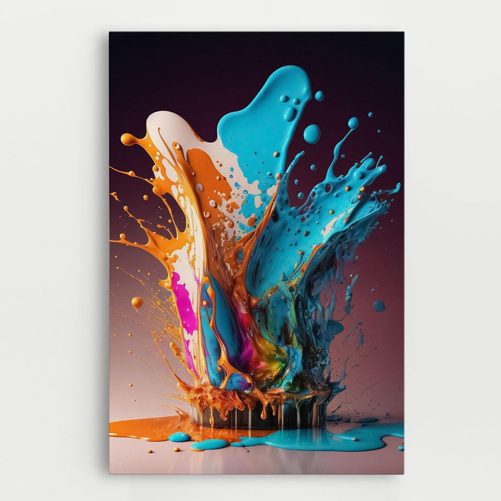 ARTHUB Leinwandbild 20x30 cm, Paint Splashes (2) | Wohnzimmerdekoration, Hängende Bilder, Wanddekoration, Heimdekoration, Abstrakte, Lebendige F...