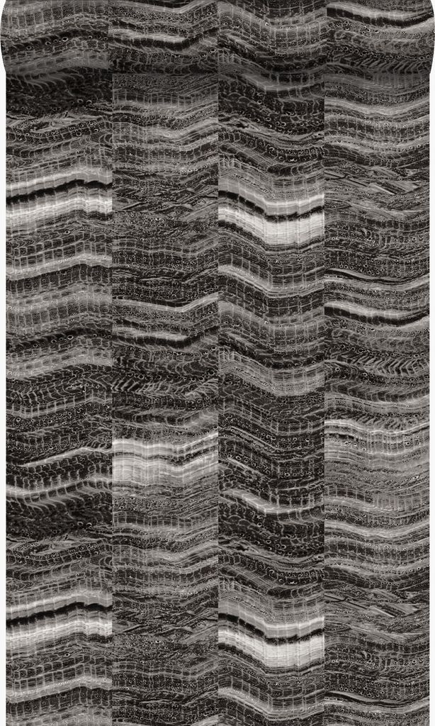 Origin Wallcoverings Tapete Zick-Zack-Mamorstreifen Schwarz 53 cm x 10.05 m