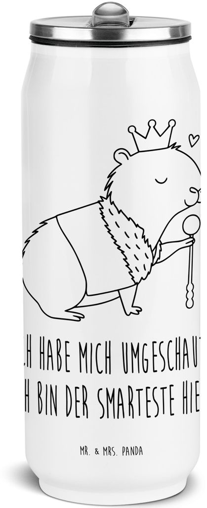 Mr. & Mrs. Panda Trinkflasche Capybara König - Weiß - Geschenk, Lustige Sprüche, Wasserflasche, Getränkeflasche, Edelstahl, Thermoflasche, Ther...