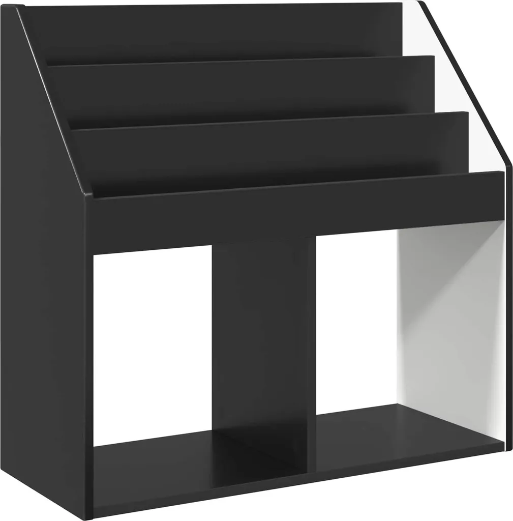 Étagère de rangement enfant 3 niveaux noire en bois 72,5x29,5x69 cm