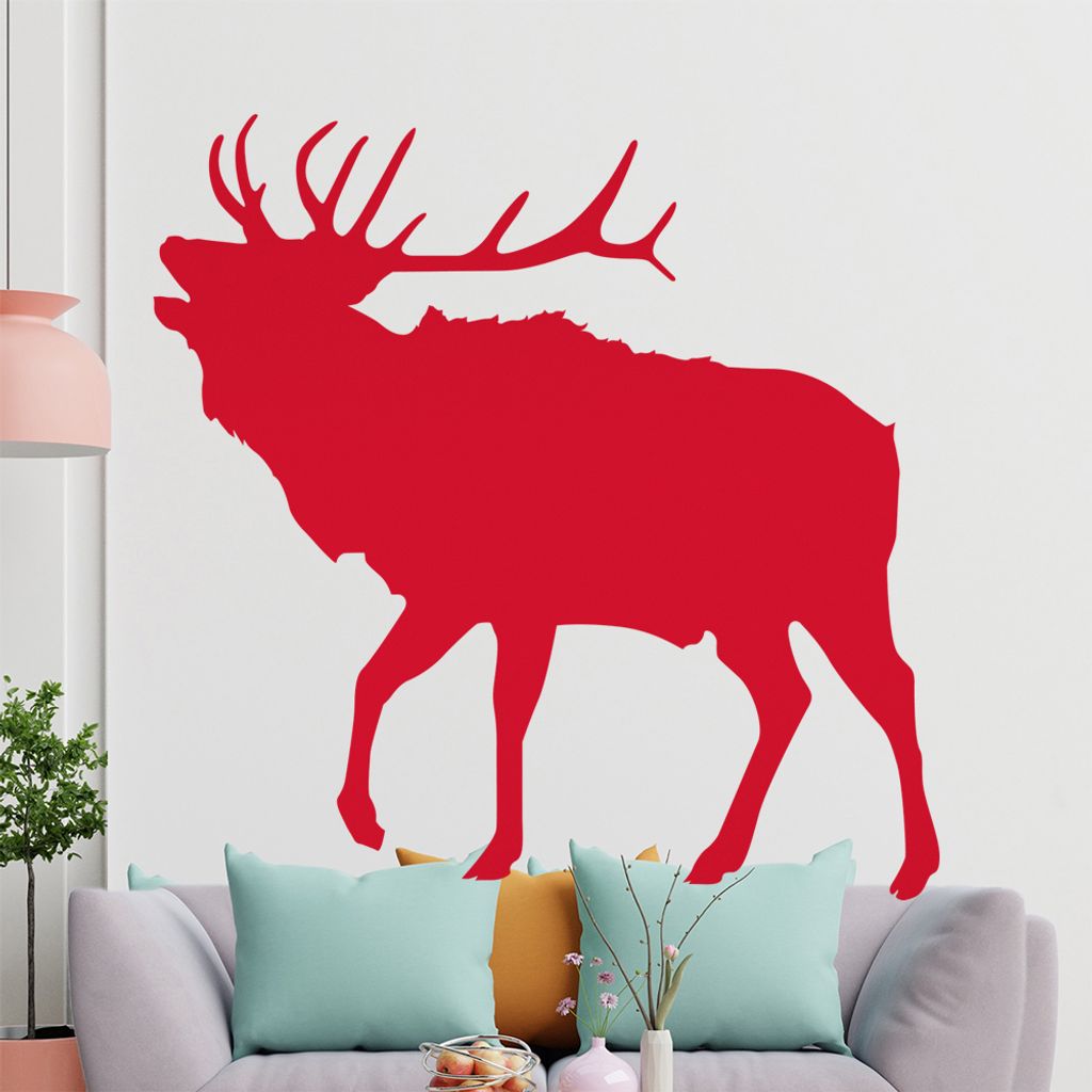 KIWISTAR Elch Silhouette - Hirsch Geweih Laute Wandtattoo in 6 Größen - Wandaufkleber Wall Sticker - Dekoration, Küche, Wohnzimmer, Schlafzimmer...