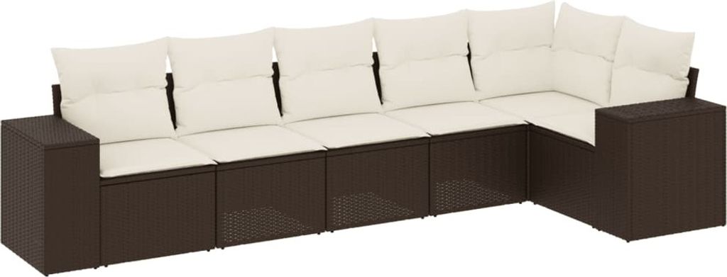 "WINTER SALE" 6-tlg. Garten-Sofagarnitur/Garten-Essgruppe - Lounge-Set - Balkonmöbel Set - mit Kissen Braun Poly Rattan - Gartenmöbelset NEU3739474