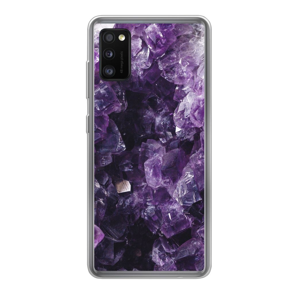 MuchoWow Handyhülle Schutzhülle Hülle für Samsung Galaxy A41 Amethyst - Edelsteine - Mineralien Silikon Softcase Handy Hülle - Mobiltelefon