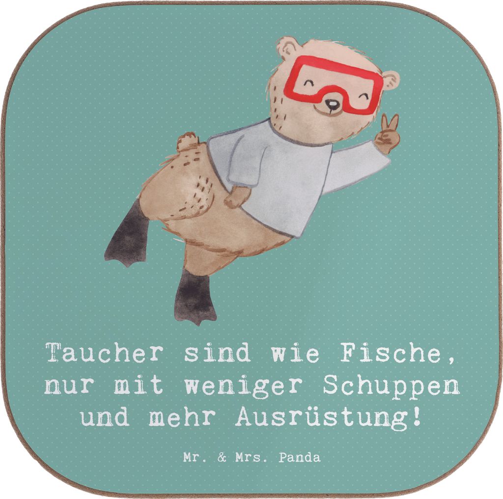 Mr. & Mrs. Panda Untersetzer für Gläser Tauchen Abenteuer - Meeresbrise - Geschenk, Teamsport, tauchausrüstung, Sportler, Sportart, Tassen, Tisc...