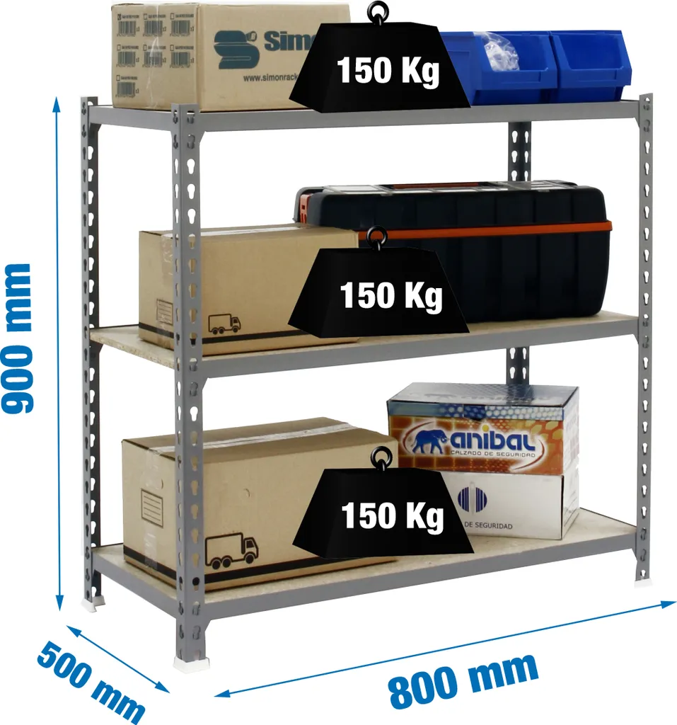 Maderclick Mini 3/500 900 Étagère Métallique Grise et Bois Simonrack
