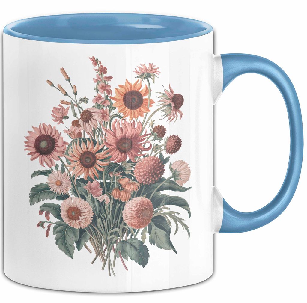Botanische Blumen Tasse Geschenk Lustige Geschenkidee Spruch (Blau)