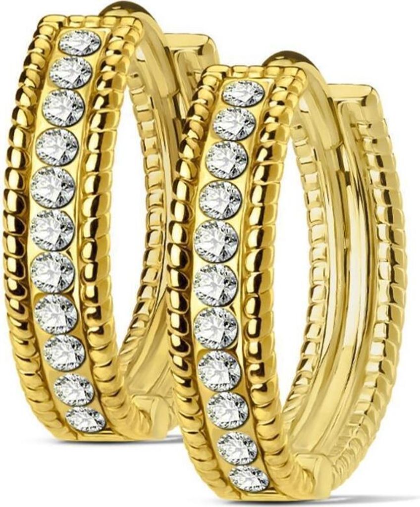 goldene Creolen Kristalle 4mm aus Edelstahl Damen