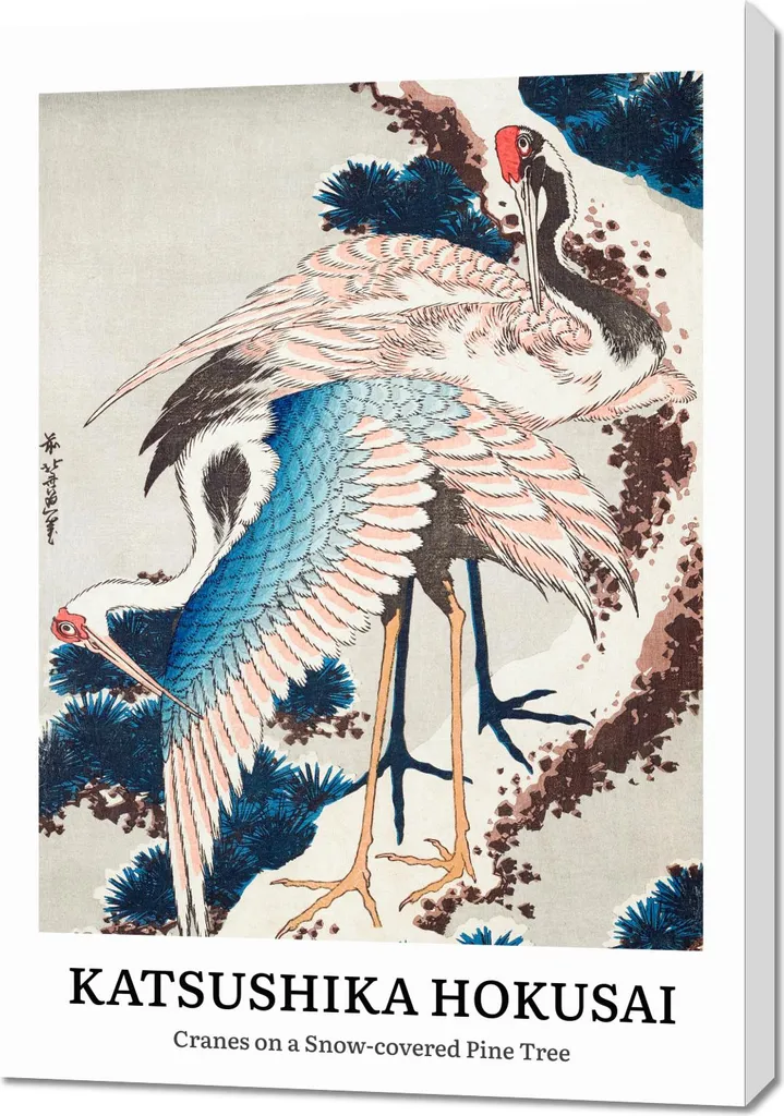 Sublimez un Mur Vide avec le Tableau Hokusai Grues dans la Neige 70x100