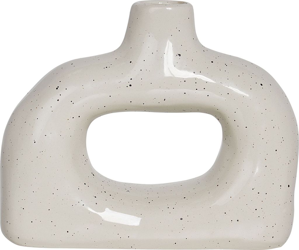 BELIANI Blumenvase Weiß aus Steinzeug 19 cm Asymmetrische Unregelmäßige Form Wasserdicht Wohnaccessoires Vase Dekovase für Blumen