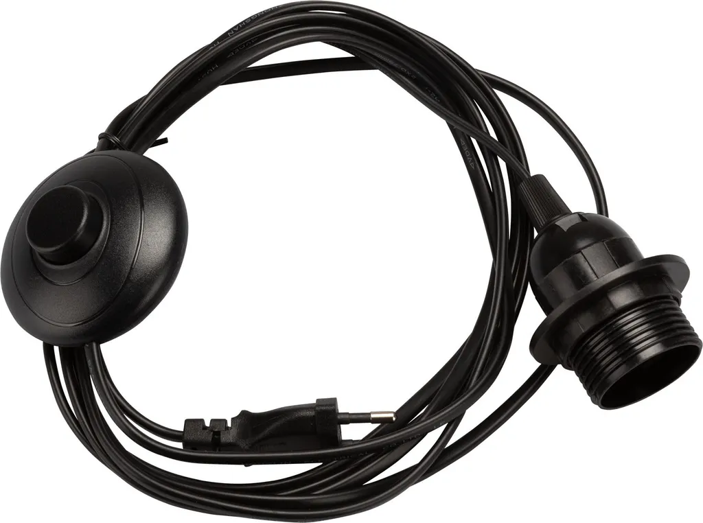 Douille de lampe E27 avec interrupteur au pied câble 3,5m noir 350SW