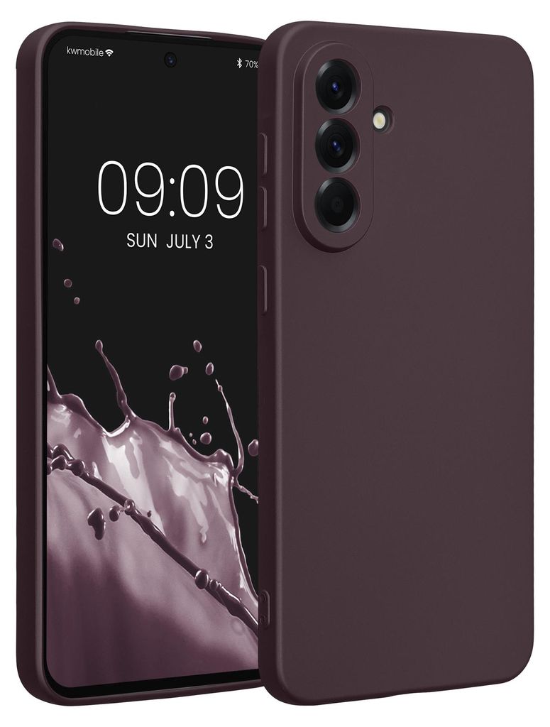 kwmobile Handyhülle für Samsung Galaxy A56 5G Hülle - weiche Silikon Case metallisch schimmernd - Schutzhülle Cover - Metallic Brombeere