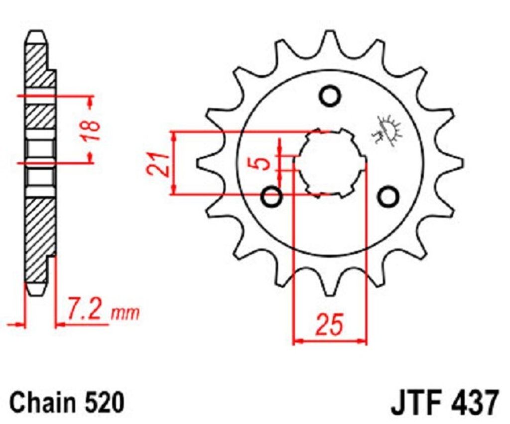 JTSPROCKETS Kettenritzel JTF437.14 Vorne Stahl