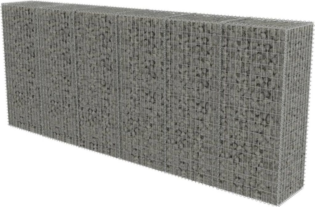 Gabionenwand mit Abdeckung Verzinkter Stahl 300×50×150 cm