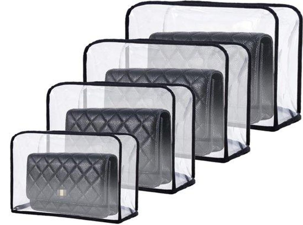4-teiliger Tasenorganizer für Schrank – Durchsichtige wasserdichte TPU-Stoffhüllen, weiches Stand-Up-Hülle mit Reißverschluss für Designer-T...
