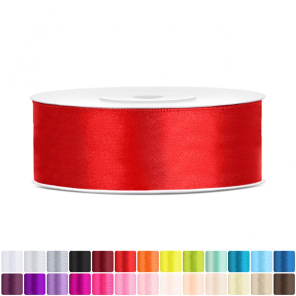 Satinband 25mm Rot - 25 Meter Rolle Geschenk- & Produktbild 