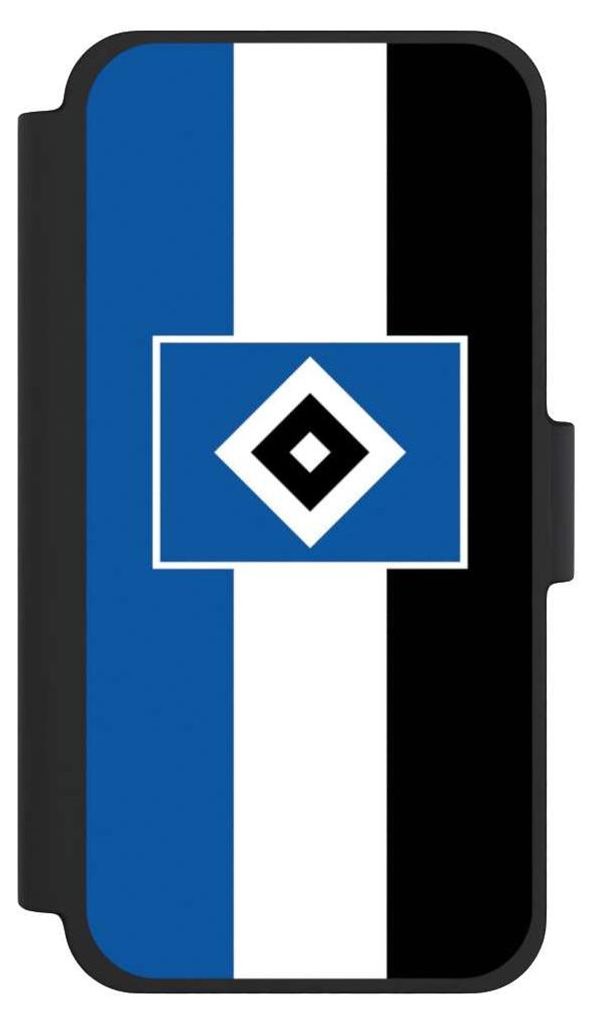 NIVOCASE Klapphülle für Apple iPhone 12 mini Handyhülle aus Kunst Leder NIVOflip schwarz HSV Hamburger SV Streifen