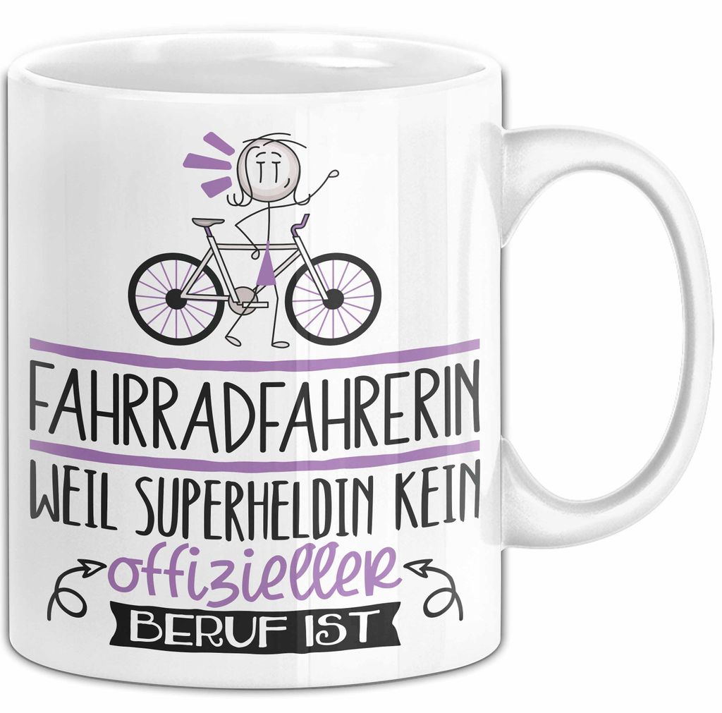 Fahrradfahrerin Geschenk Tasse Lustiger Spruch Fahrradfahrerin Weil Superheldin Kein Offizieller Beruf Ist Geschenkidee (Weiß)