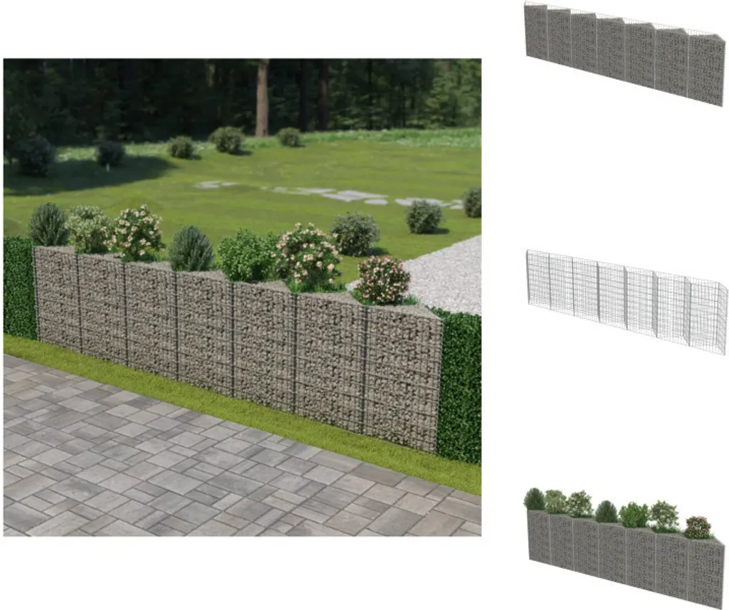 Mur de gabion 450x30x100 cm acier galvanisé haute résistance aux intempéries