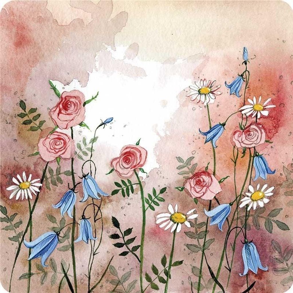 Korkuntersetzer für Tassen „Blumenwiese“ 10 x 10 cm