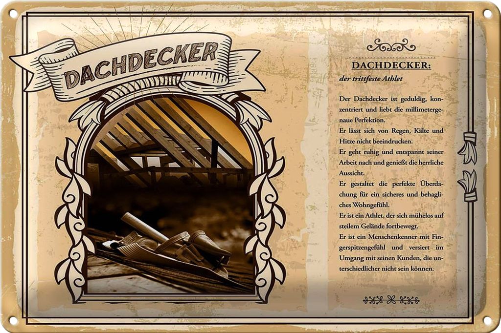 Blechschild Berufe 18x12cm Dachdecker trittfeste Athlet