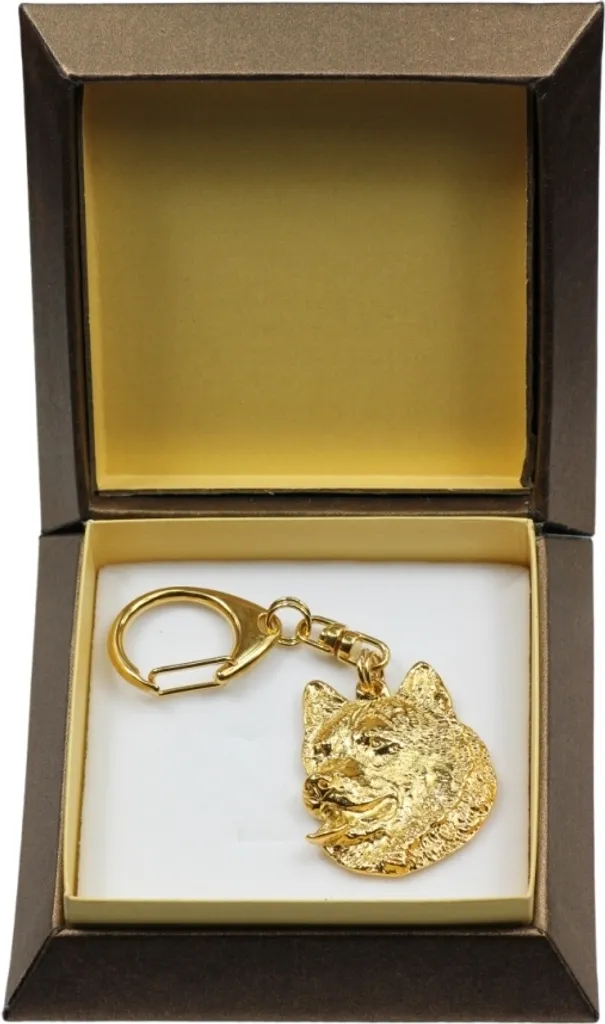 Pendentif Malamute d'Alaska doré Art-Dog en coffret cadeau luxe