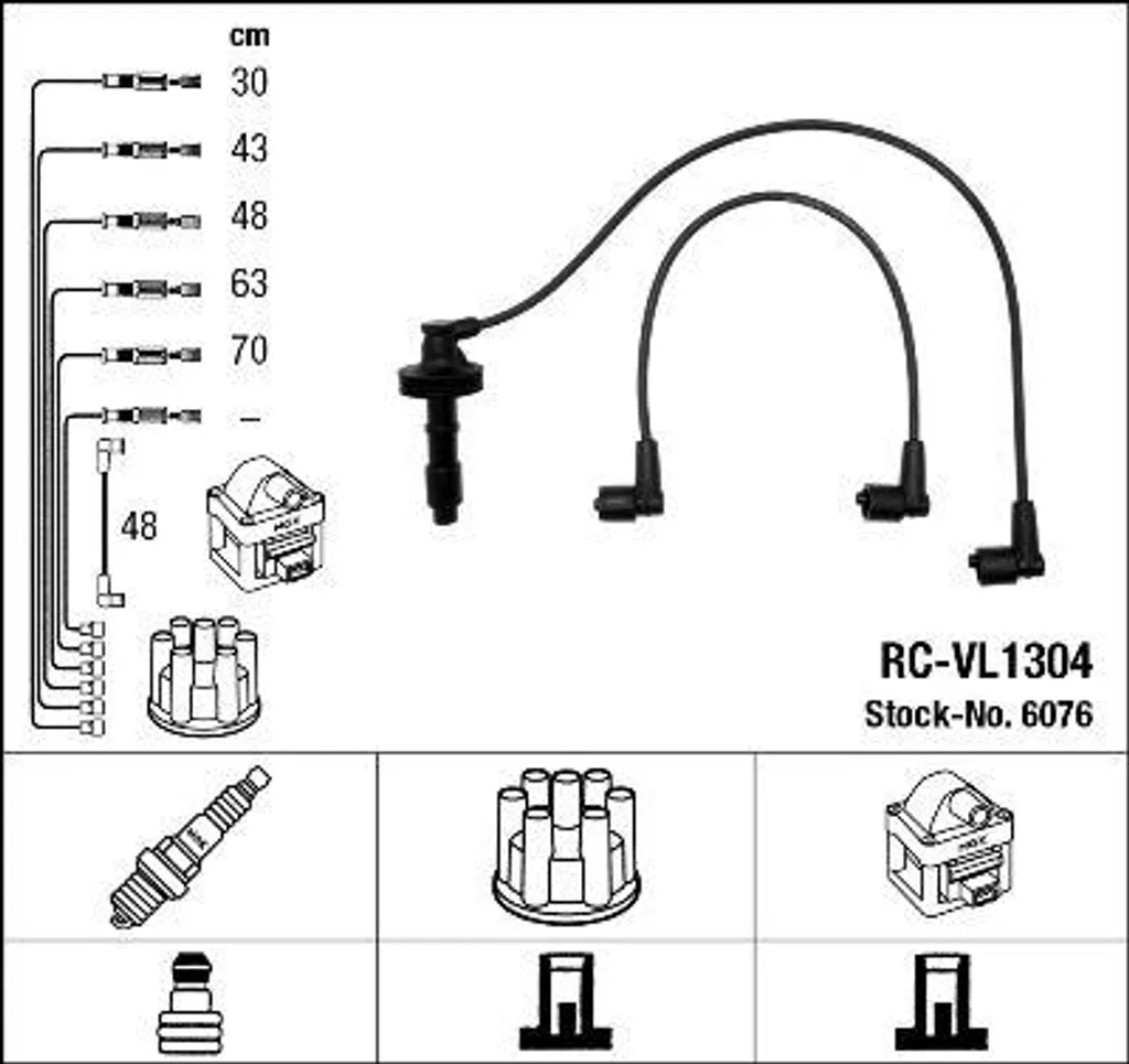 NGK 6076 Faisceau haute température 91355461 pour Volvo S70 et V70