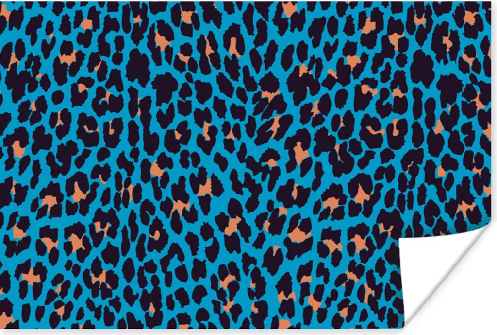 MuchoWow Poster Leopardenmuster - Design - Blau 60x40 cm - Schlafzimmerdekoration