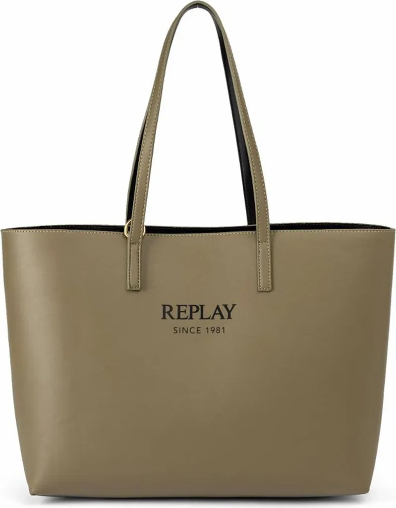 Sac Shopper REPLAY Dusty Olive et Black : Cabas d'Épaule Pratique