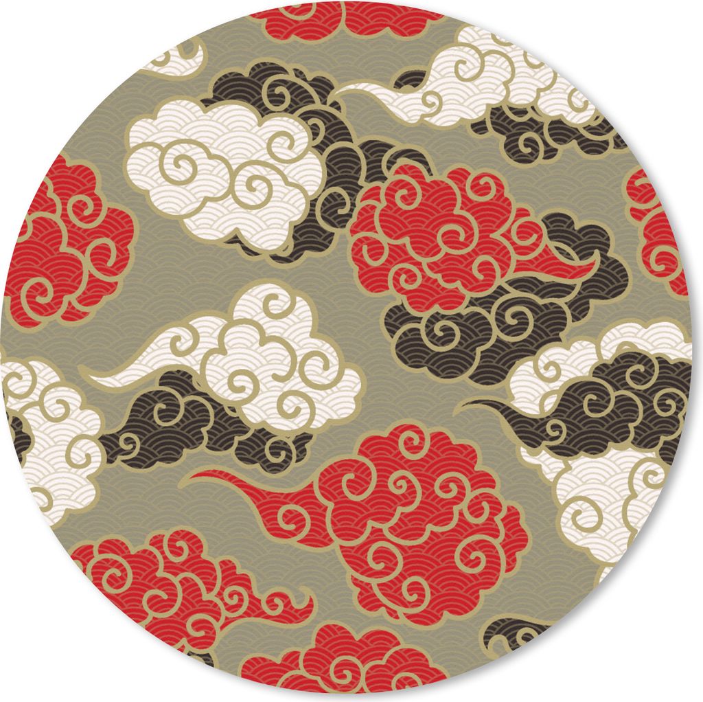 MuchoWow Mauspad Mousepad Wolken - Asien - Muster - Japan 20x20 cm - Mousepads - Maus Mat - Pad - Mausunterlage - Schreibtischmatte