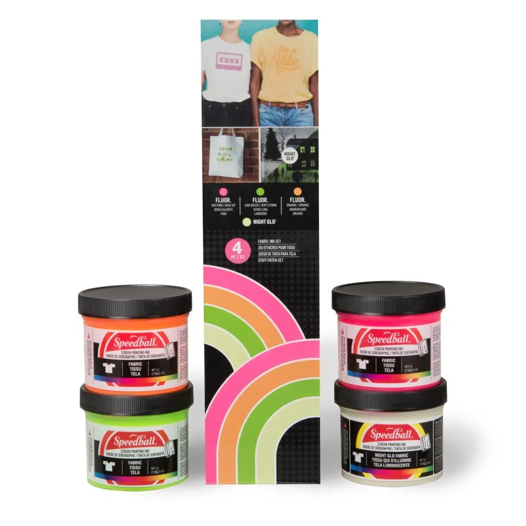 Kit sérigraphie Speedball encres fluorescentes et effet Night Glo 5pc