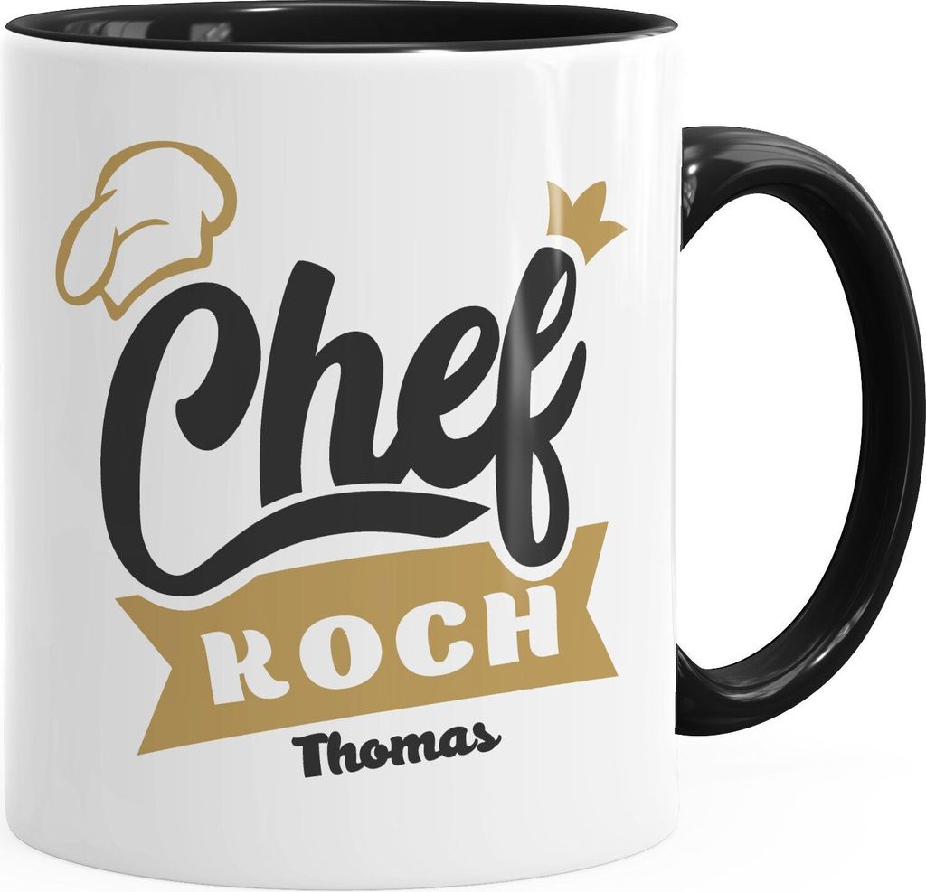 personalisierte Kaffeetasse Chefkoch mit anpassbarem Namen Produktbild 