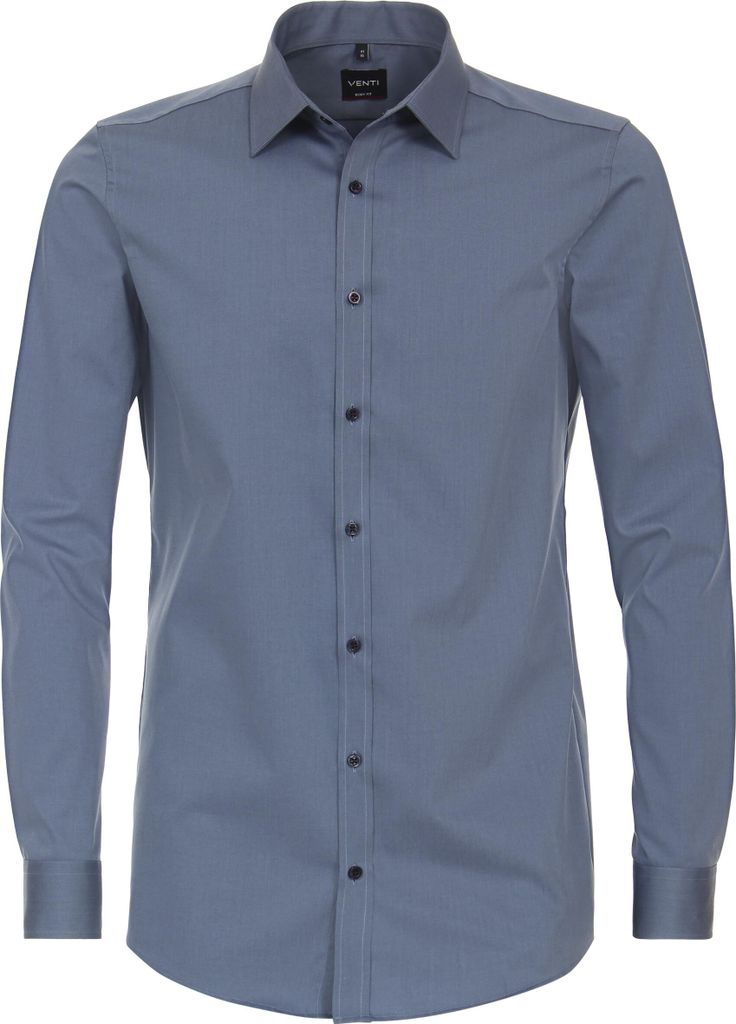 VENTI Herren Businesshemd Langarm Kent Body-Fit Blau 45