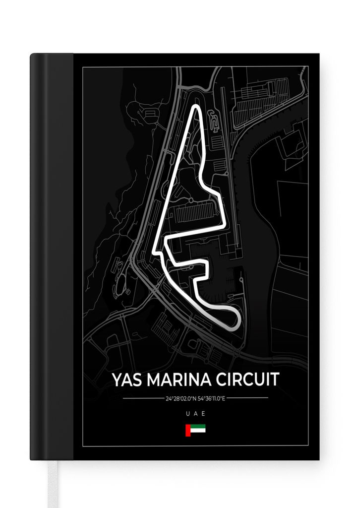 MuchoWow Notizbuch Tagebuch Haushaltsbuch Notebook A5 Rennstrecke - Yas Marina Circuit - Rennstrecke - F1 - Abu Dhabi - Schwarz - Notizblock - No...