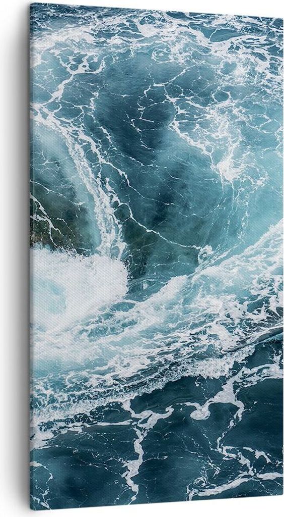 Bild auf Leinwand - Leinwandbild - Wasser Stein Welle - 45x80cm - Wand Bild - Wanddeko - Wandbilder - Leinwanddruck - Bilder - Kunstdruck - Wanddek...