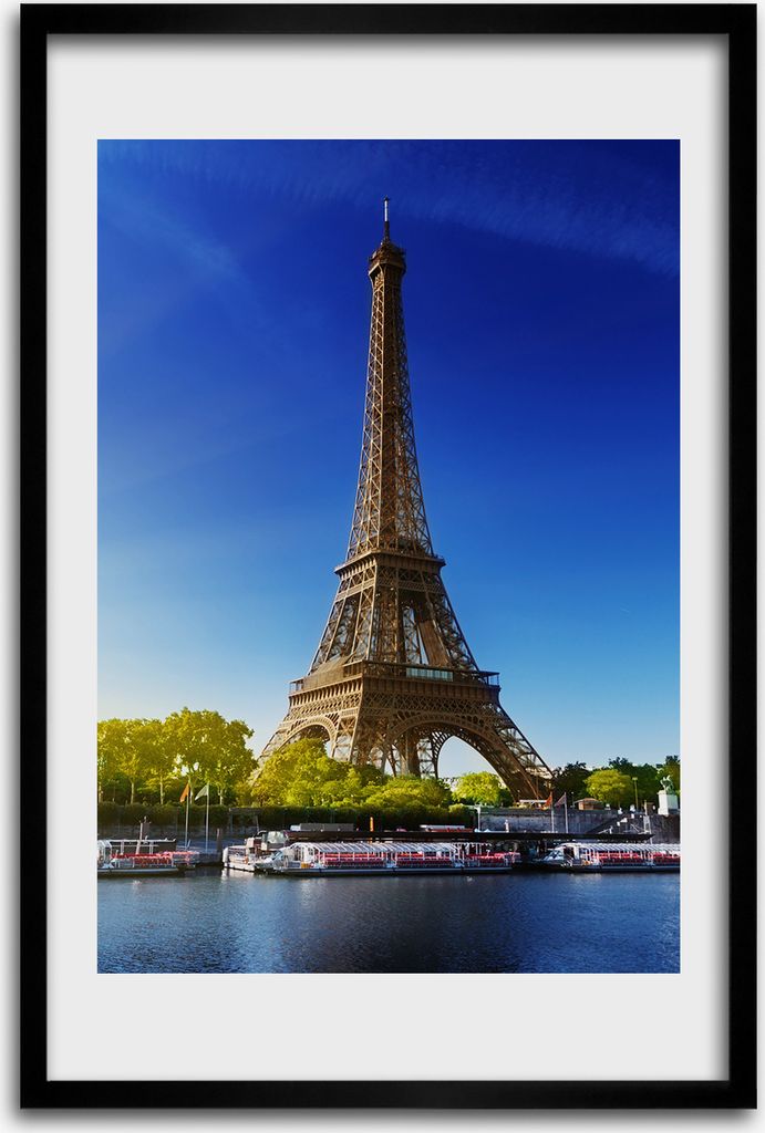 Bild - Bilderrahmen - 40 cm x 60 cm - MDF - Rahmen - Wandkunst - Eiffelturm Paris