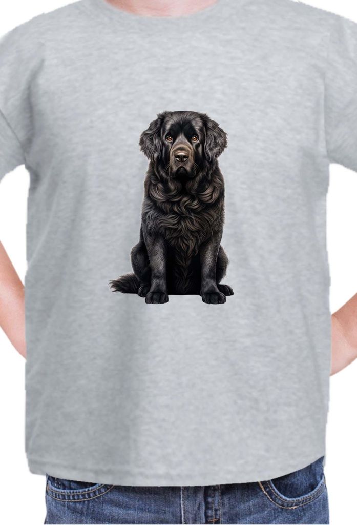 Kinder T-Shirt Dogs Breeds Newfoundland Dog Breed 006, 12-13 Jahr - 152 / Grau