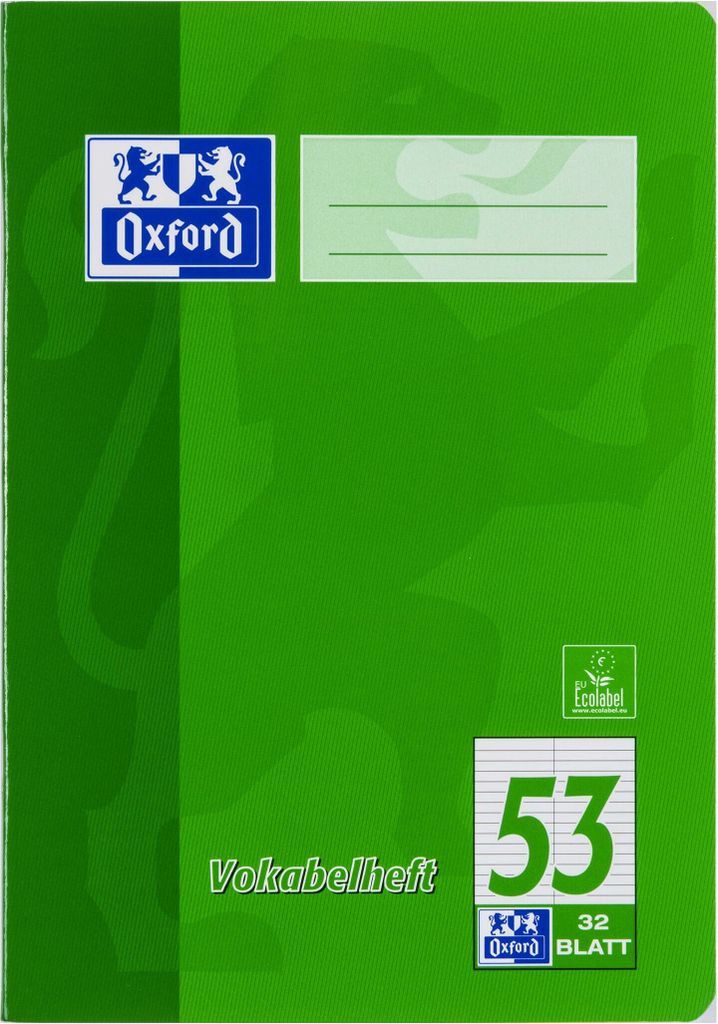 A green notebook cover with branding and text.