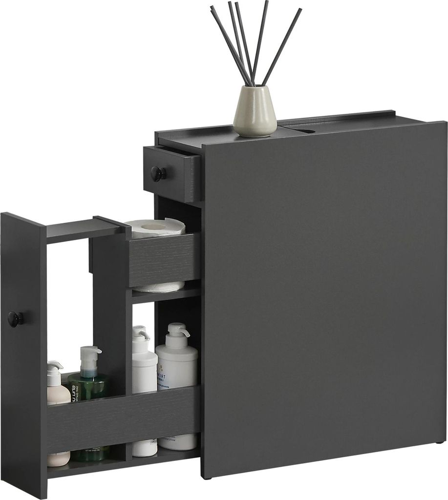In And OutdoorMatch Nischenschrank Monique - Badezimmerschrank - Mit 2 Schubladen - 58x16x48 cm - Dunkelgrau - Spanplatte - Platzsparend - Stilvoll...