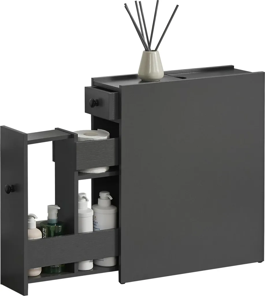 Meuble de rangement WC et salle de bain étroit Monique avec deux tiroirs