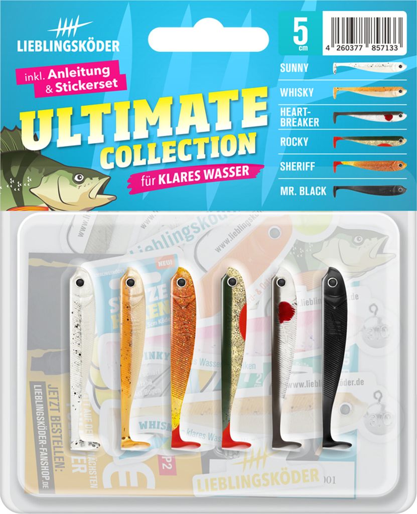 Lieblingsköder Gummiköder 5cm - 6 Gummifische , Farbe Lieblingsköder:Ultimate Collection klares Wasser