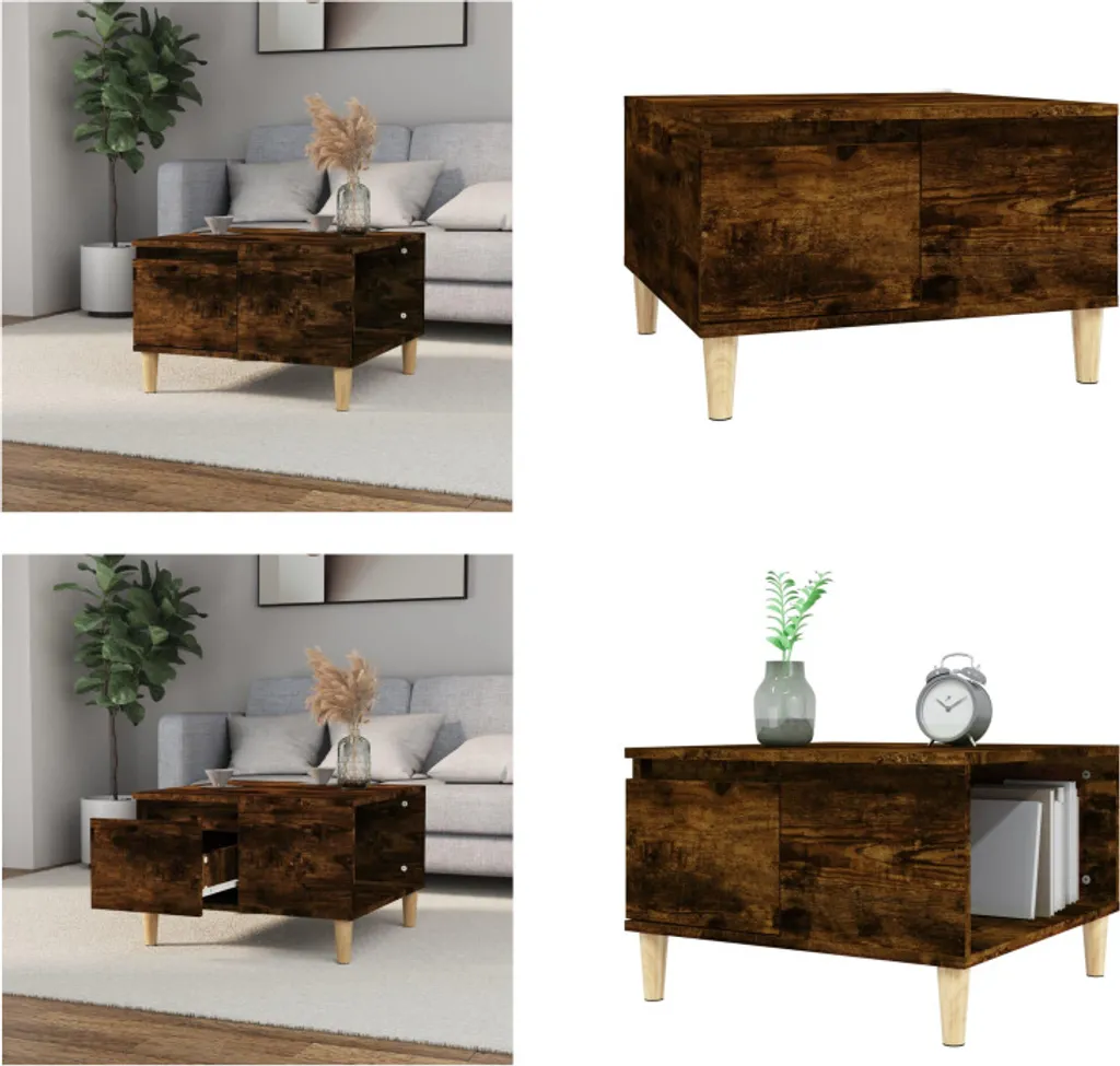 Tavolino da Divano 55x55 cm Rovere Fumo | Design Essenziale vidaXL